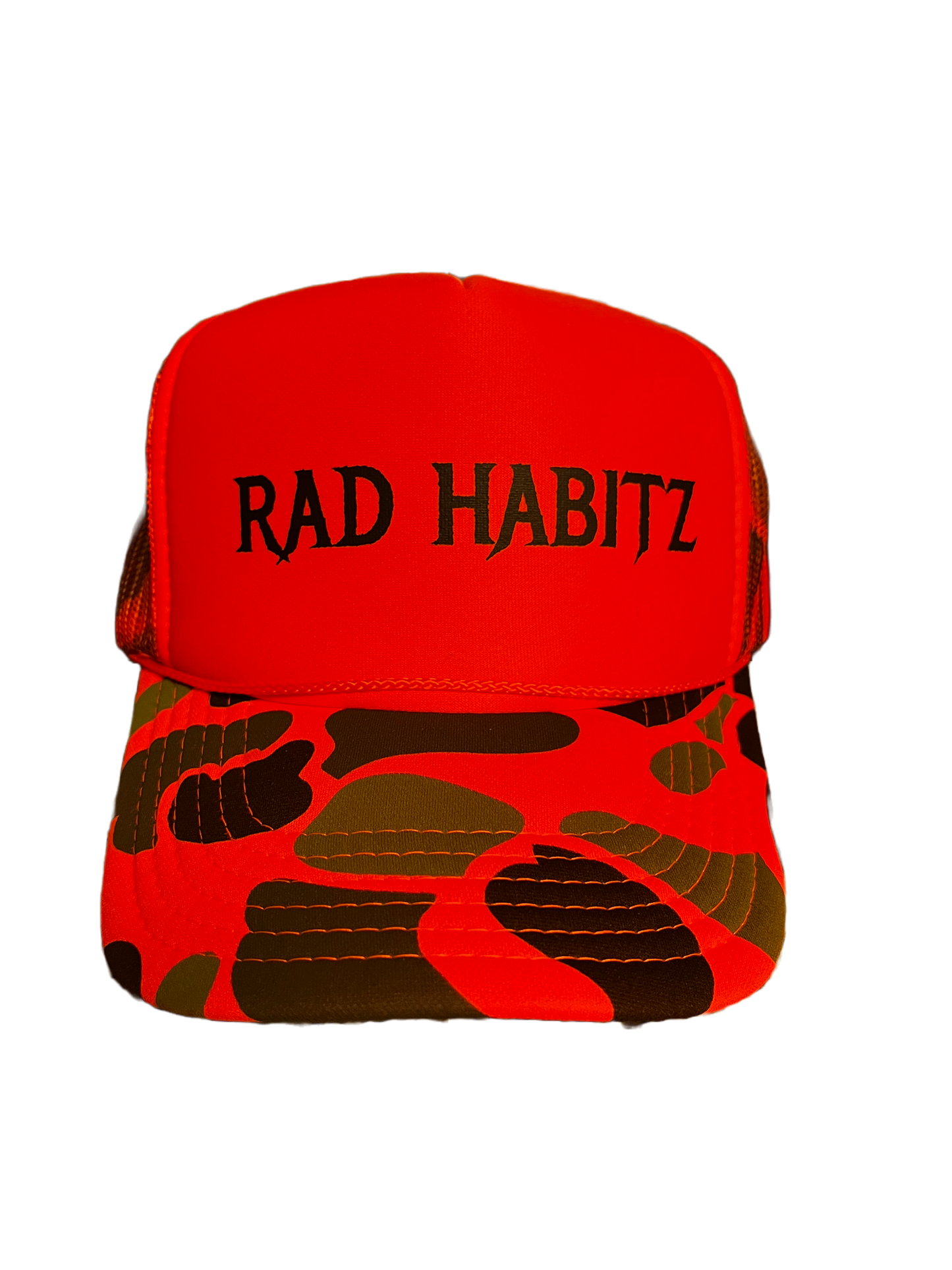 Mesh trucker Neon orange camo snap back