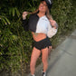 Black & White crop hoodie